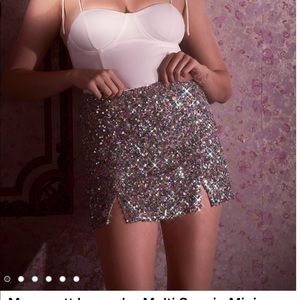 Megawatt Lavender Multi Sequin Mini Skirt